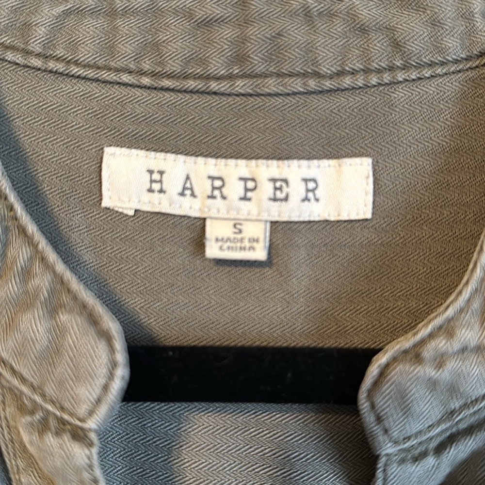 Army Green Peplum Button Down - Picture 6 of 7